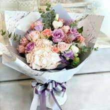 大理石紋 玫瑰與繡球鮮花花束 | 畢業 生日首選 | 台北可自取
