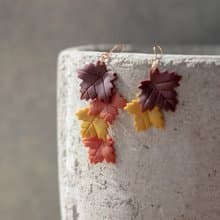 樹葉 軟陶耳環 / 耳夾 / 秋葉
