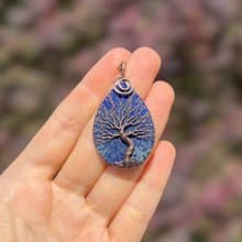 Lapis Lazuli Wire Wrap Pendant, Birthday Gift for Mom / Dad, Protection Amulet