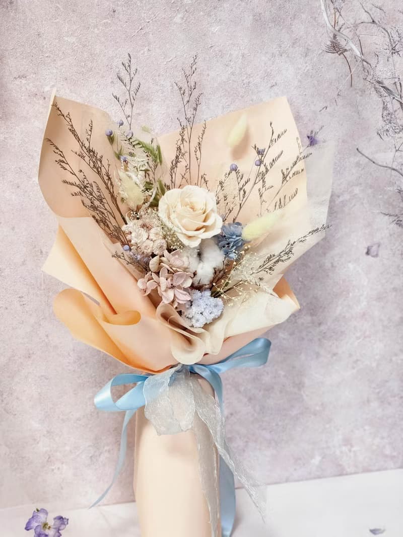 蜜桃香檳永生玫瑰花束 情人節花束 求婚花束 蜜桃色玫瑰花束