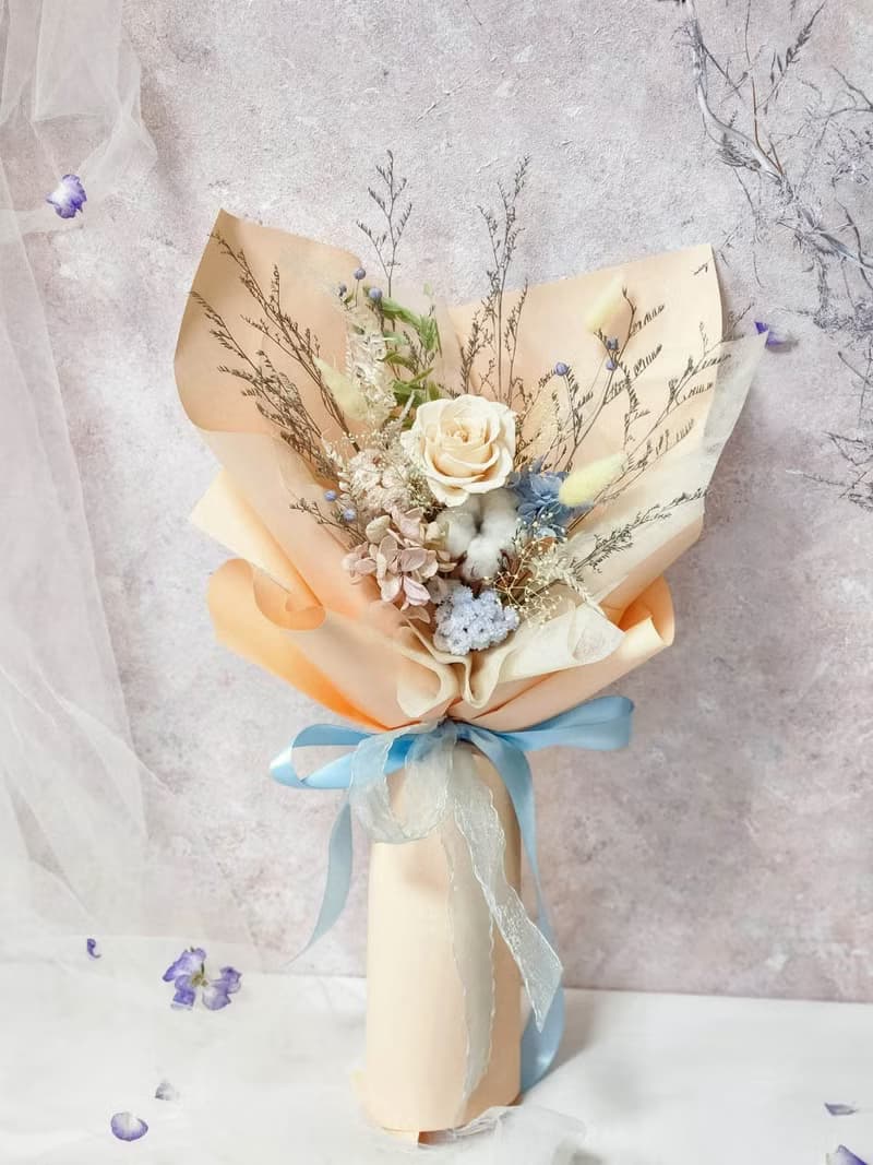 蜜桃香檳永生玫瑰花束 情人節花束 求婚花束 蜜桃色玫瑰花束