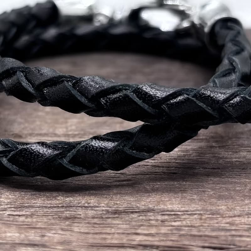 メンズ レザーブレスレット 黒/シルバー925 牛革/シルバーアクセサリー 日本製/送料無料/男性へのプレゼント/RE15