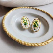 韶光 - 金合歡花束刺繡耳環