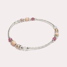 深水寶石珊瑚紅碧璽月光石925純銀手鍊