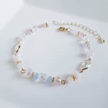 アクリルフレームストーンが素敵なお洒落ブレスレット ペールピンク 優しい 誕生日プレゼント 可愛い