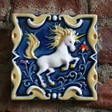 Unicorn relief ceramic tile unicorn figurines