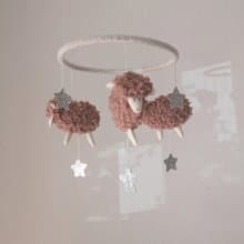 Crib baby mobile Sheep, Baby mobile Pink, Boucle crib toys
