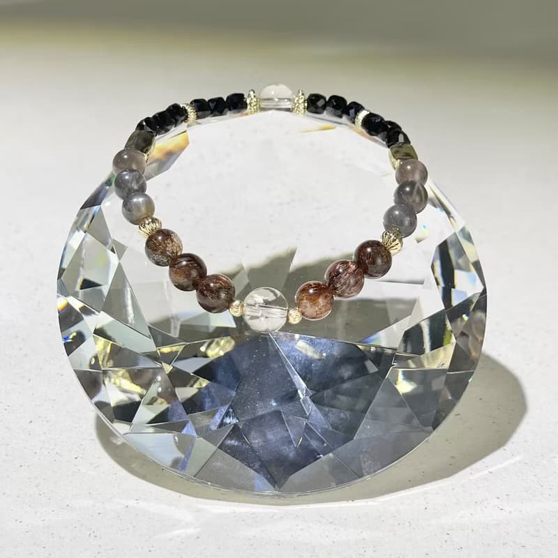 日常 茶晶阿賽斯特萊|黑金骨幹|黑金超|黑尖晶|水晶手鍊A22-3