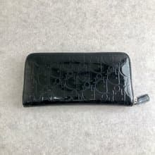 【 日本直送　名牌中古包 】Christian Dior クリスチャン ディオール トロッター 長財布 ブラック エナメル ラウンドファスナー p6wn5e