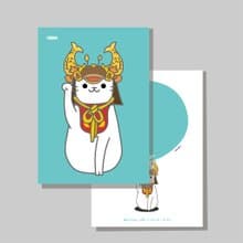 原創明信片/招財貓_魚將軍招財貓/原創插畫/貓咪/文創卡片