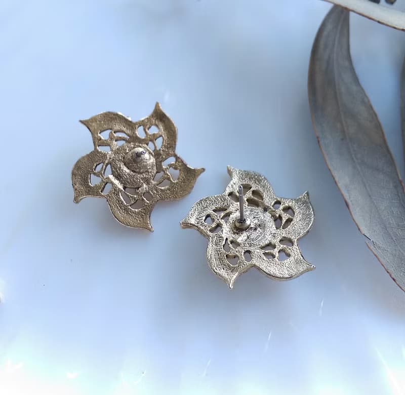 Vintage Jewelry 西洋古董飾品 復古 優美仿珠 簍空花卉 針式耳環