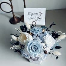母親節花禮花束可擴香日本進口灰藍色系永生花不凋花水泥花