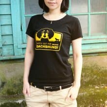 聖誕節禮物【萌犬出沒】臘腸犬短袖T恤 | 女 中性 黑色 短袖