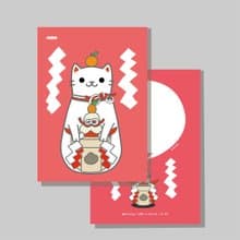 原創明信片/招財貓_白麻糬/原創插畫/貓咪/文創卡片