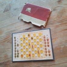 Soviet pocket chess game vintage – Latvian travel chess set made in USSR