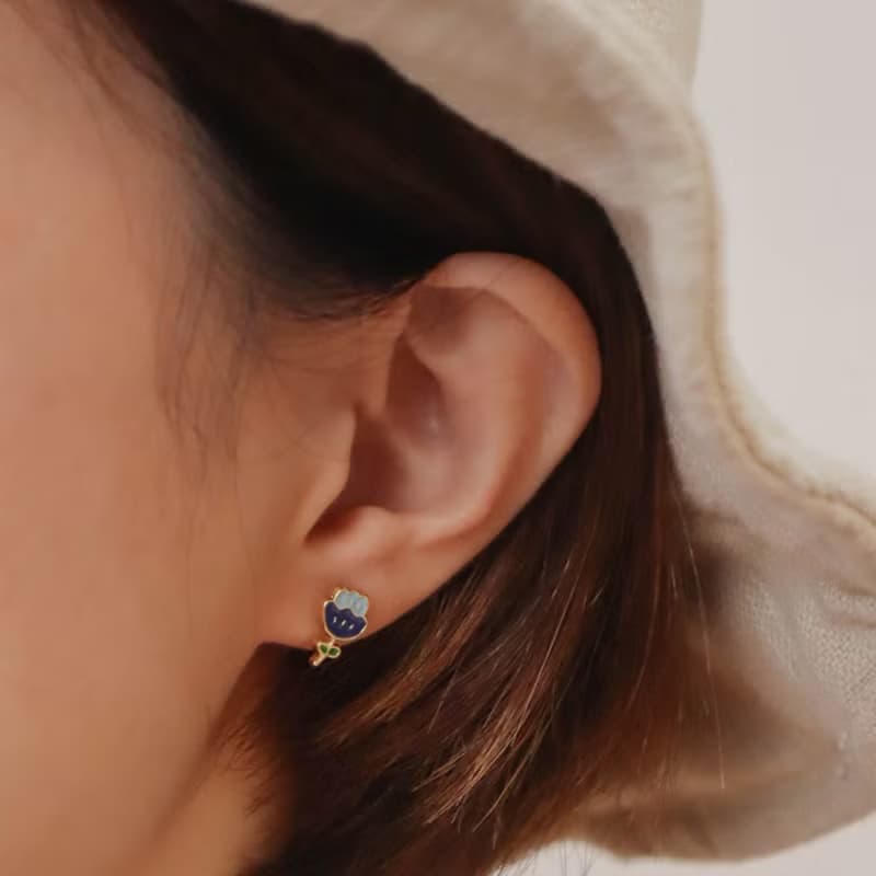 朵朵 鬱金香 浪漫 植物系列 夾式耳環 生日禮物 情人節禮物