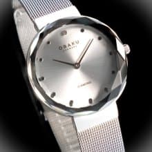 OBAKU 奢華質感鑽石切面設計腕錶-極光銀(V300LXCIMC)