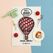 刺繡貼紙-紅色格子熱氣球
