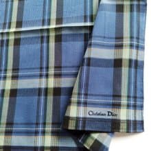 Christian Dior Vintage Handkerchief Pocket Square Plaid 19 x 19 inches