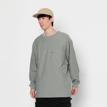 PocketTee雙層口袋小領口廓形寬松通勤長袖棉T恤Cityboy