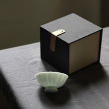 半刀泥 葵口茶杯 薄胎品茗杯 如玉通透 手作 景德鎮湖田影青釉