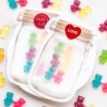 手牽手小熊軟糖 3入 梅森瓶密封袋裝 我們結婚了 LOVE 貼紙2款