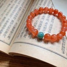 聽風樓。天然飄花南紅瑪瑙手鏈 天河石 民族風氣質闢邪平安復古