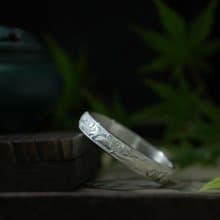手工陽刻四君子純銀手環
