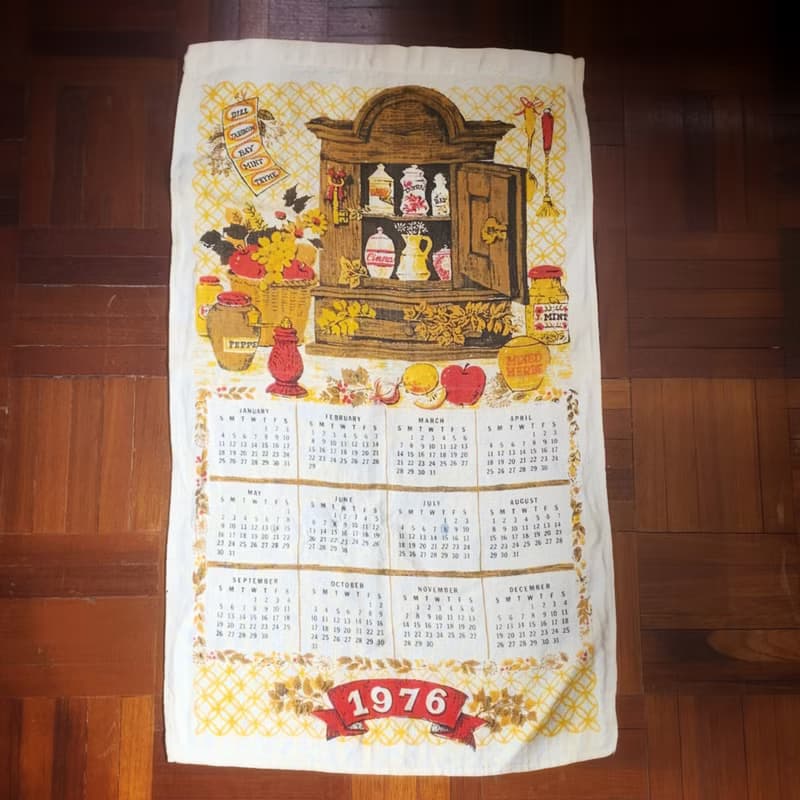 1976 美國早期布面月曆  香料