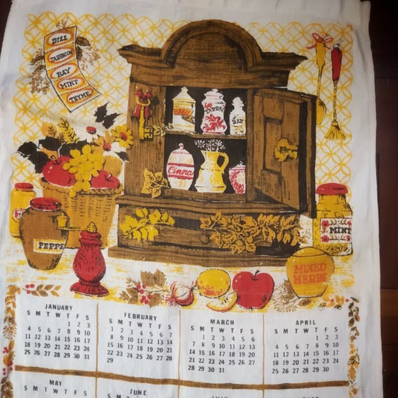 1976 美國早期布面月曆  香料