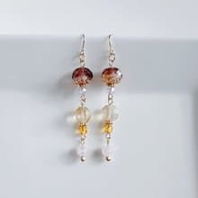 とんぼ玉ビーズとチェコビーズのゆらゆらロングピアス 大人シック 誕生日プレゼント アレルギー対応可能ピアスまたはイヤリング変更可能