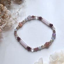 自信人緣 橙月光石 粉晶 石榴石 海藍寶 天然水晶手鏈