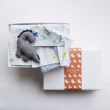 【kontex】日本二層紗恐龍萬用包巾口水巾&安撫玩偶禮盒 (附提袋)