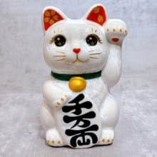 【晶櫻納寶】日本清水燒招財貓 | 花結晶 白 - 千万両 左