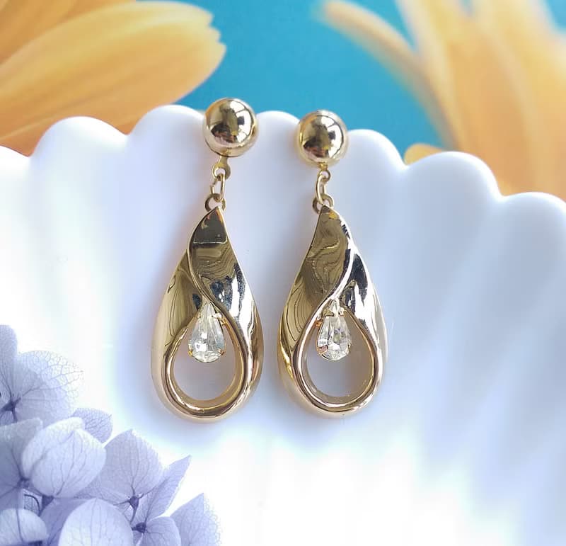 Vintage Jewelry 西洋古董飾品 金色調 復古優雅 針式耳環