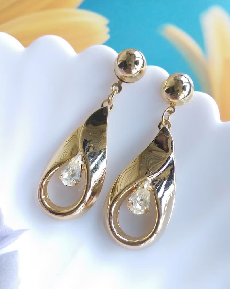 Vintage Jewelry 西洋古董飾品 金色調 復古優雅 針式耳環