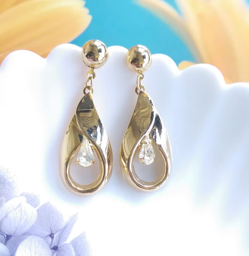 Vintage Jewelry 西洋古董飾品 金色調 復古優雅 針式耳環
