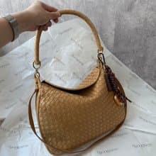 中古包 BOTTEGA VENETA 寶緹嘉 奶茶編織 Hobo 包