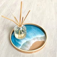 21cm Wood Tray, Blue Diamond, Wedding Gift, Home Gift
