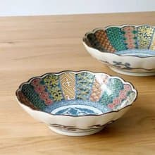 染錦祥瑞深皿 (中) /美濃燒