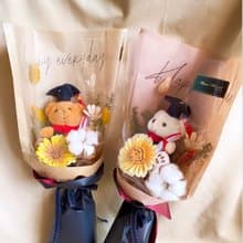 畢業熊花束/情人節花束/乾燥花花束/永生花花束/畢業花束