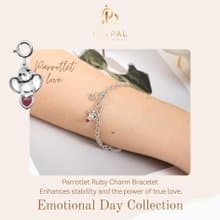 Luvpal | 925 Sterling Silver Bracelet | Parrotlet Charm with Genuine Ruby Heart