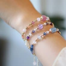 雋永。夢露 薰衣草紫水晶 淡水珍珠 堇青石 14K包金 水晶設計手鍊