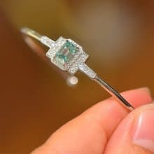 Delicate Moissanite Bangle, Blue-Green Moissanite Bangle
