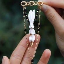 【蒙娜麗莎兔】新品溫柔小眾黑瑪瑙陶瓷多層胸針