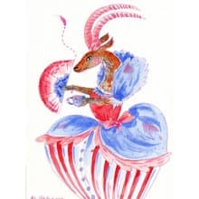 Hand Painting Watercolor Cute Goat Illustration Funny Goat Gift Poster