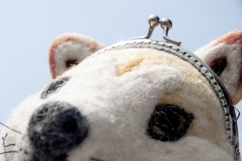 羊毛氈立體口金包 羊毛氈零錢包 羊毛氈口金包 動物口金包-柴犬狗