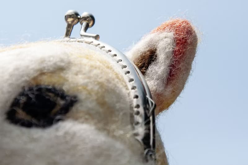 羊毛氈立體口金包 羊毛氈零錢包 羊毛氈口金包 動物口金包-柴犬狗