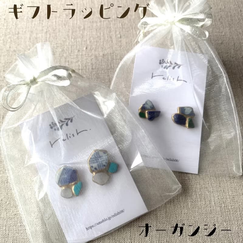 大人 ホワイト 美濃焼 タイル ピアス イヤリング ノンホールピアス シンプル 小ぶり 小さい 和モダン 和 白 美濃焼き 美濃焼タイル 美濃焼きタイル