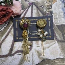 【聖母百花聖殿】復古大理石紋黃銅鏤空十字架捷克珠垂墜耳環耳飾